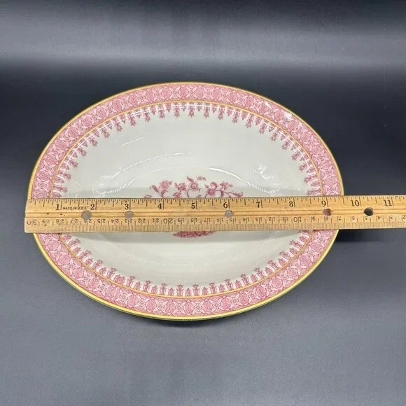 Vintage Oval Vegetable Serving Bowl Theodore Haviland Cambridge Crimson Tree 50s - Picture 8 of 9